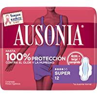 Ausonia Super Compresas con alas absorbentes- neutralizan el olor- finas- 12 unidades